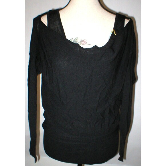 New NWT $248 Plenty Tracy Reese Off Shoulder Sweater Top Black S Layered Fine - Picture 2 of 10
